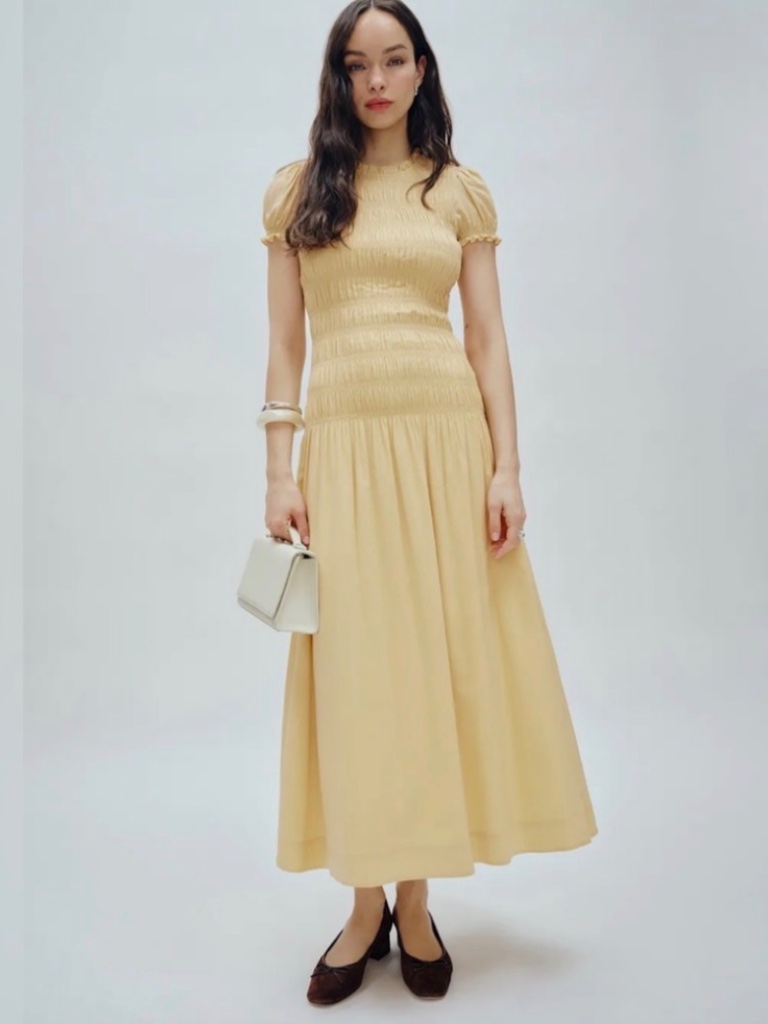 Reformation Kirria Dress, Blonde/ Yellow Color